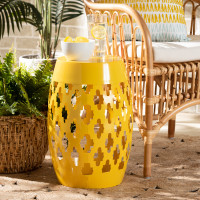Baxton Studio H01-101370A Yellow Metal Side Table Branson Modern and Contemporary Yellow Finished Metal Outdoor Side Tablep